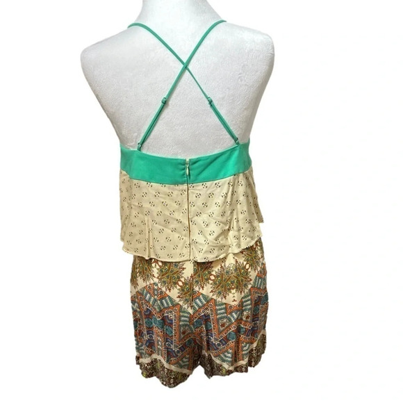 Elevenses Anthropologie Mintaka Print Crisscross Straps  Shorts Romper Pockets 2 - Picture 3 of 14